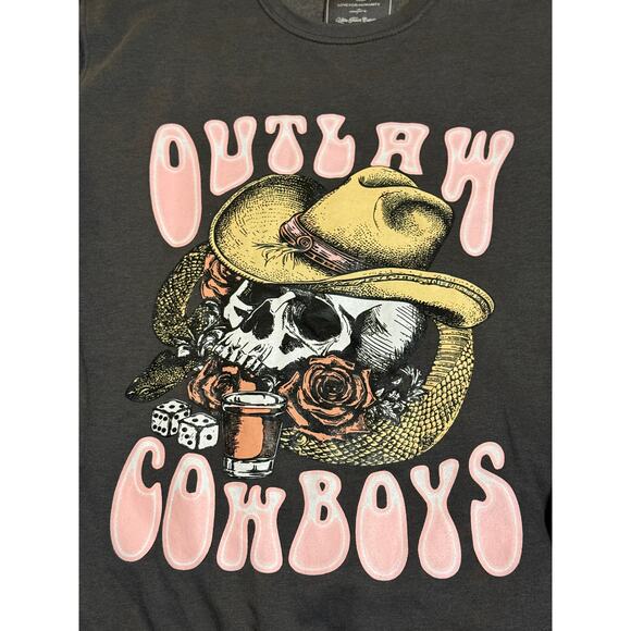 LOVE FOR HUMANITY Medium Women Crew Neck Charcoal Gray Outlaw Cowboy Sweatshirt - Picture 4 of 9